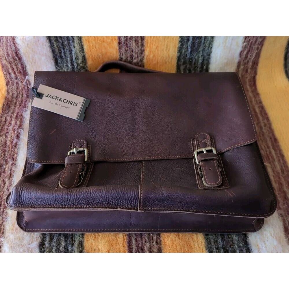 Jack and Chris Leather Briefcase for Men 15.6 Inch Laptop Bag Leather